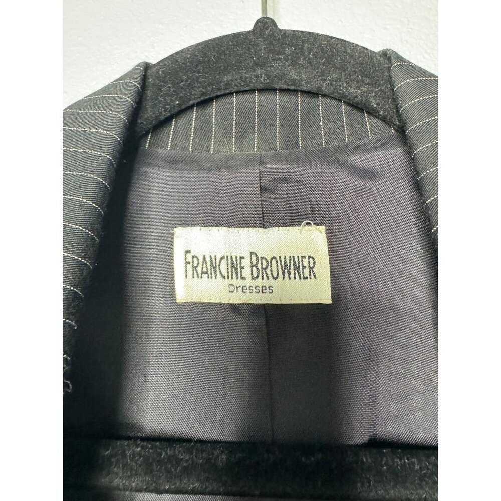 VTG Francine Browner Double Breasted Coat Dress SZ M? Black Pin-Striped 90s - Picture 6 of 8